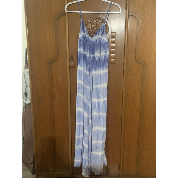 Vintage  Women’s Blue Tie-dye Maxi Halter dress. Size Small. B57 - Picture 2 of 6
